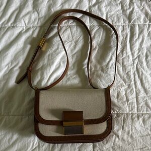 Charles & Keith Cream and Brown Crossbody Bag